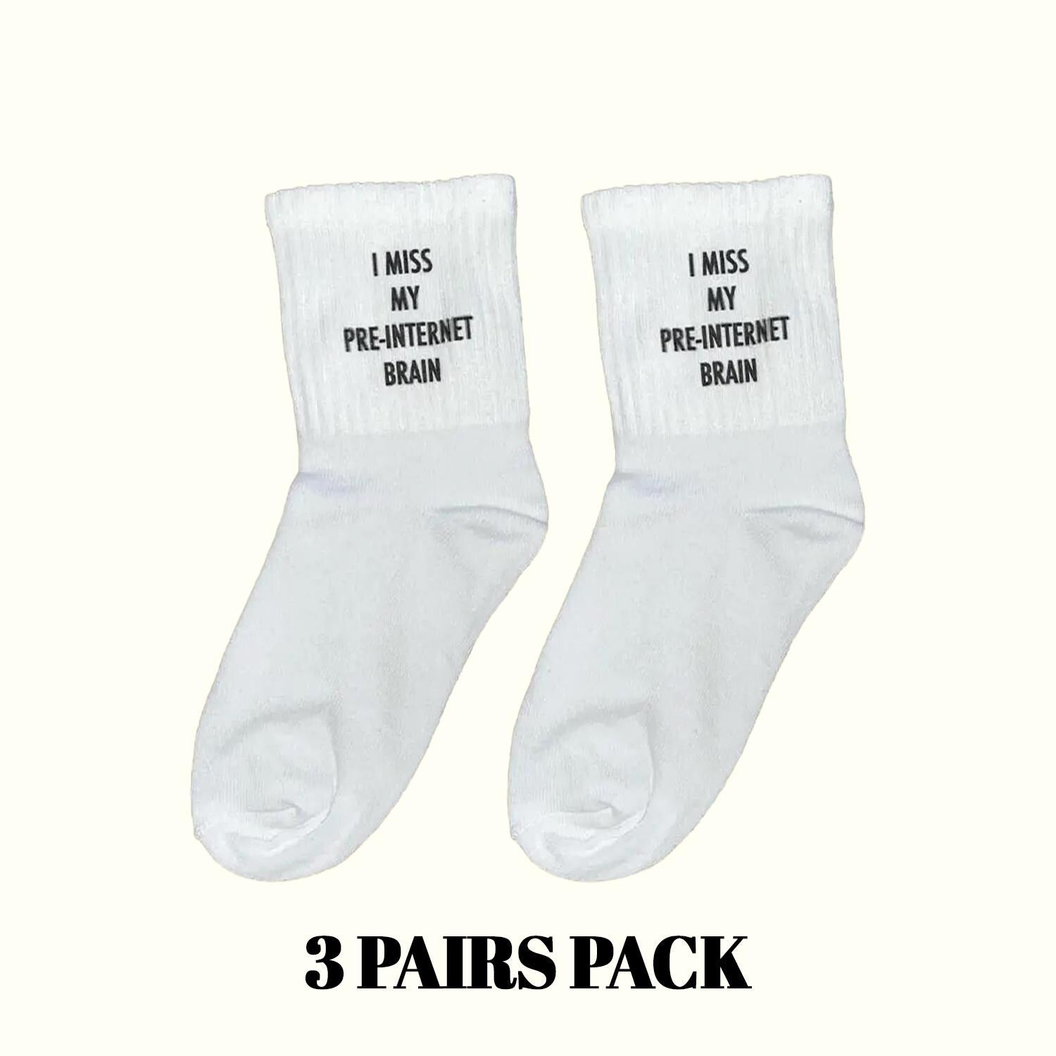 I Miss My Pre-Internet Brain Socks (3 Pairs Pack)