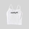 Top corto de tirantes finos con textura acanalada "Cunty"