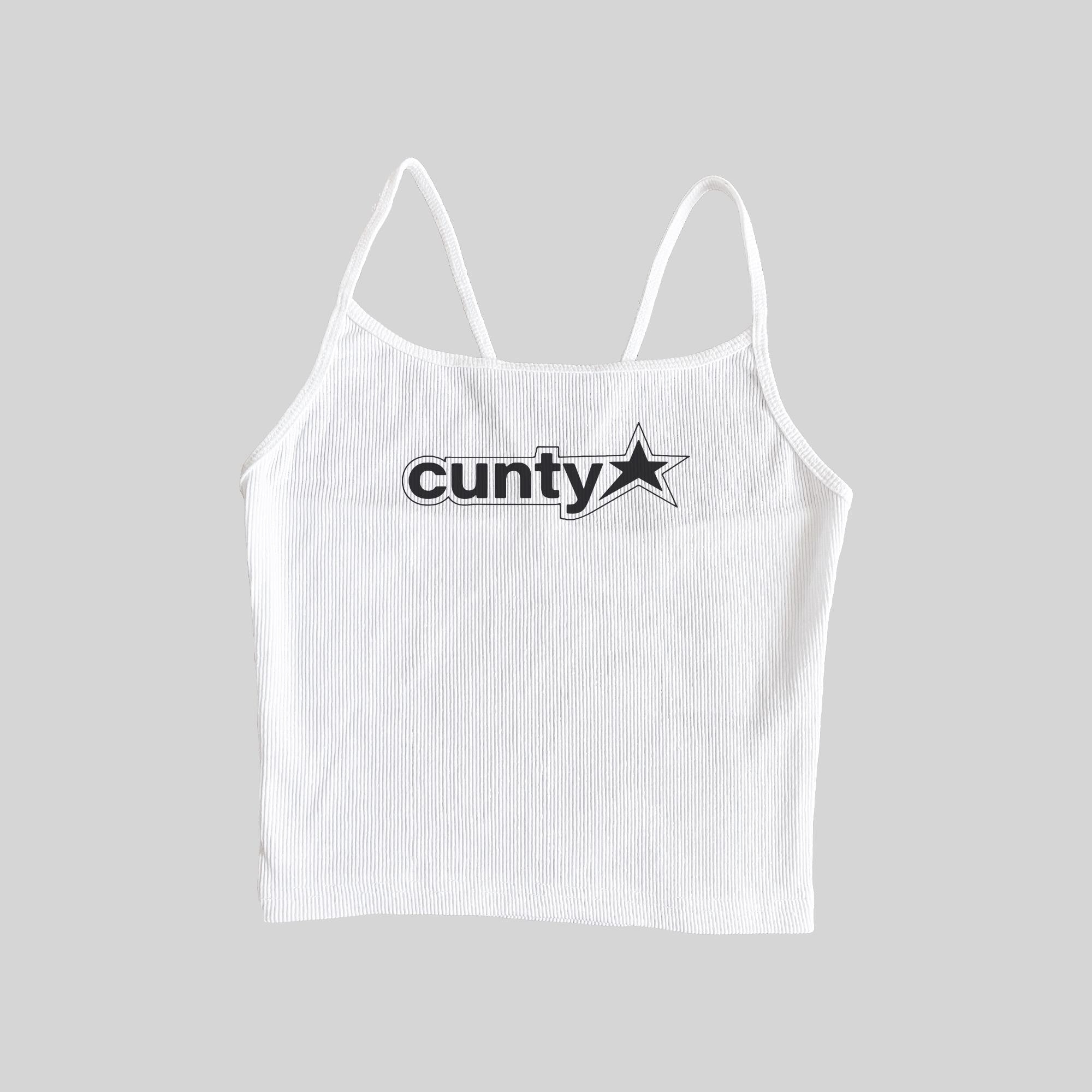 Top corto de tirantes finos con textura acanalada "Cunty"