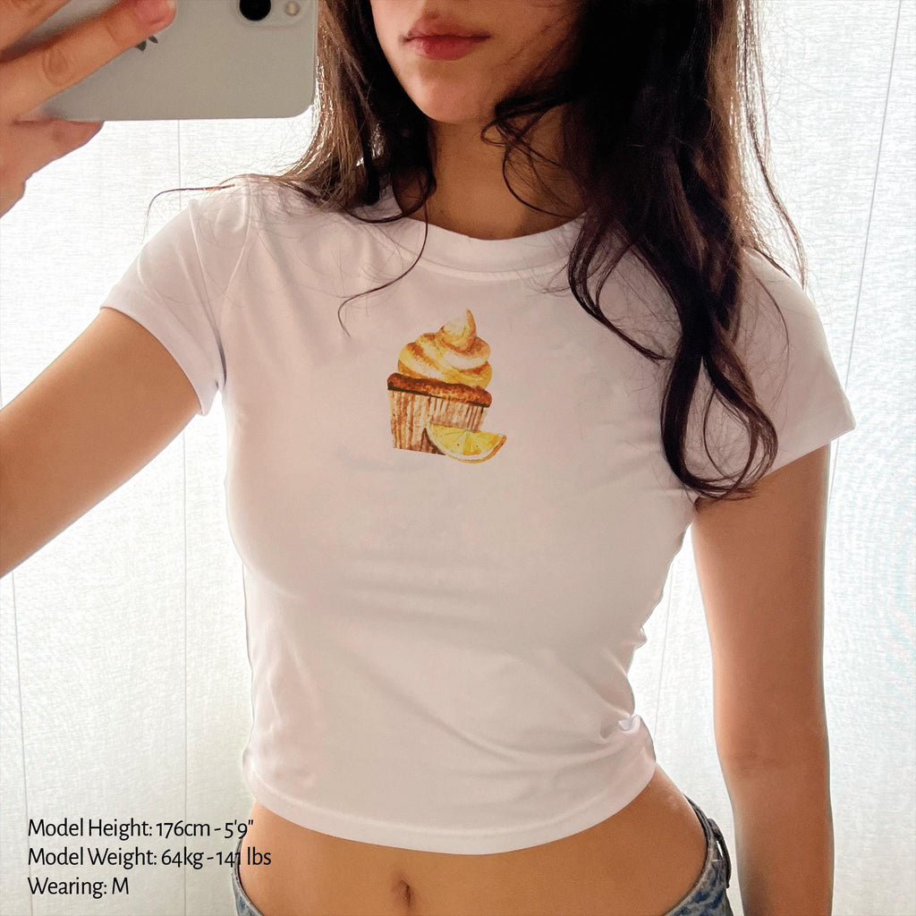 Camiseta corta de bebé con gráfico de acuarela de cupcake de limón