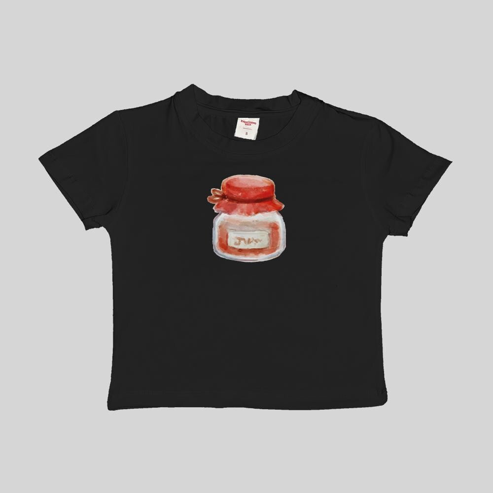 Camiseta corta con estampado de tarro Jar Baby Tee Crop Top