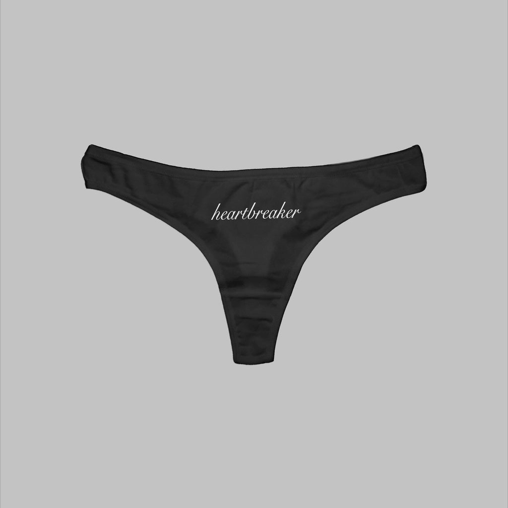 Black heartbreaker thong panty with low-rise T-back