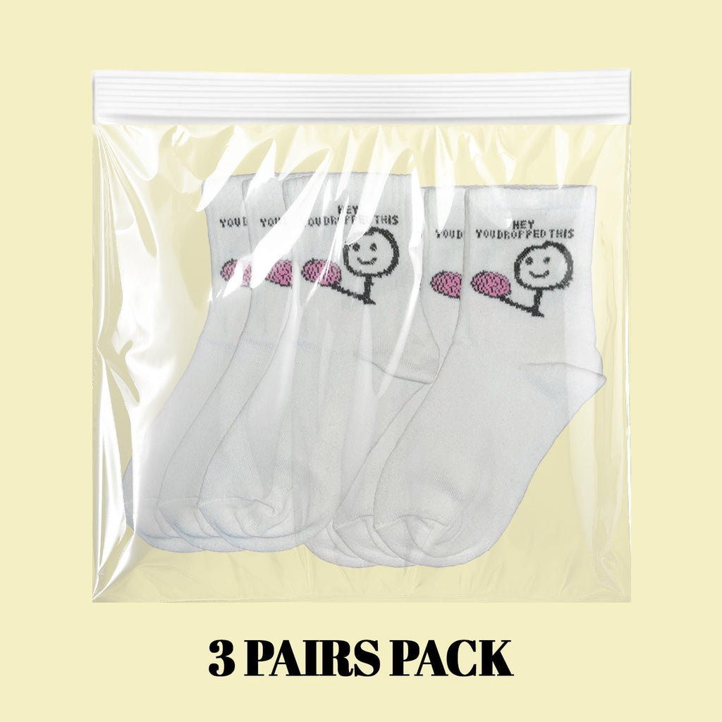 Calcetines con diseño de cerebro "You Dropped Your Brain" (Paquete de 3 pares)