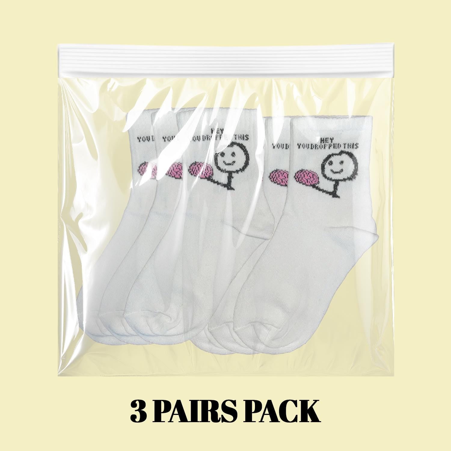 Calcetines con diseño de cerebro "You Dropped Your Brain" (Paquete de 3 pares)