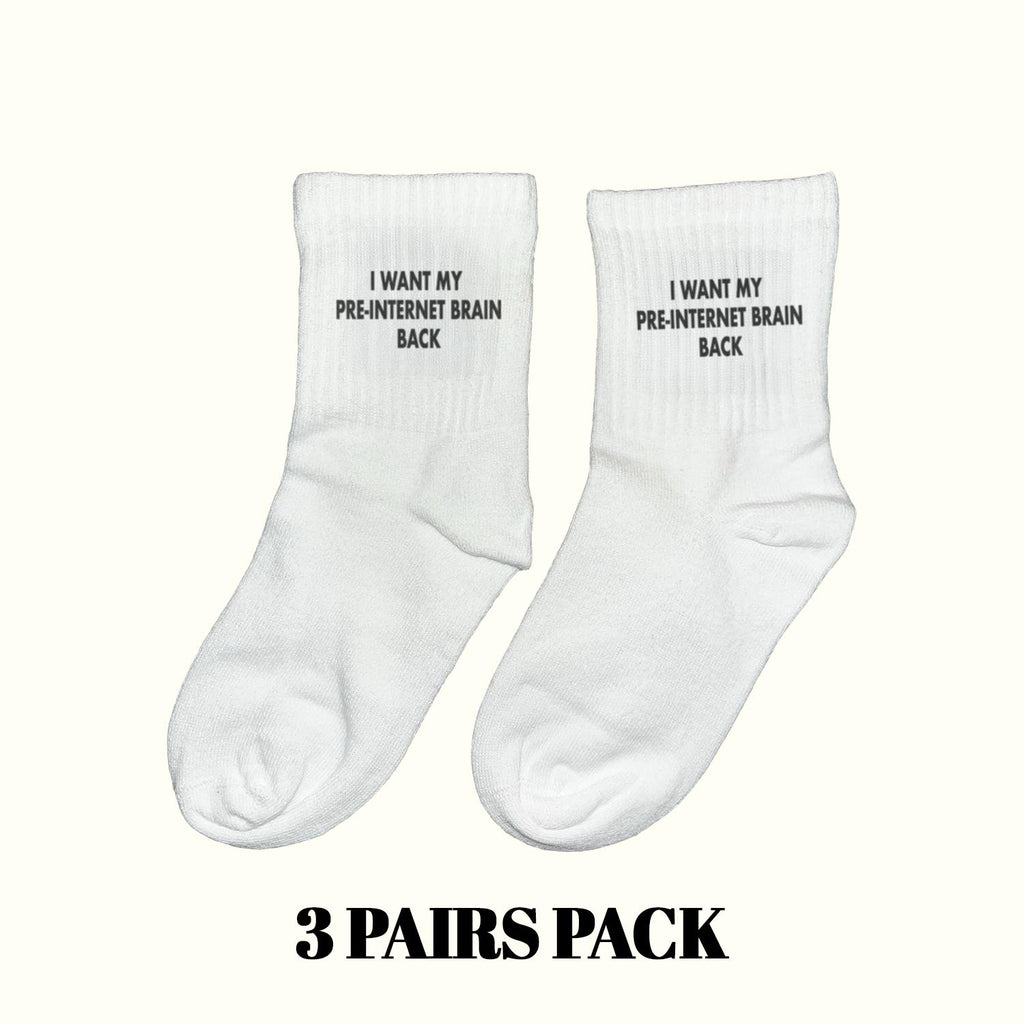 Calcetines "Quiero mi cerebro pre-internet de vuelta" (paquete de 3 pares)