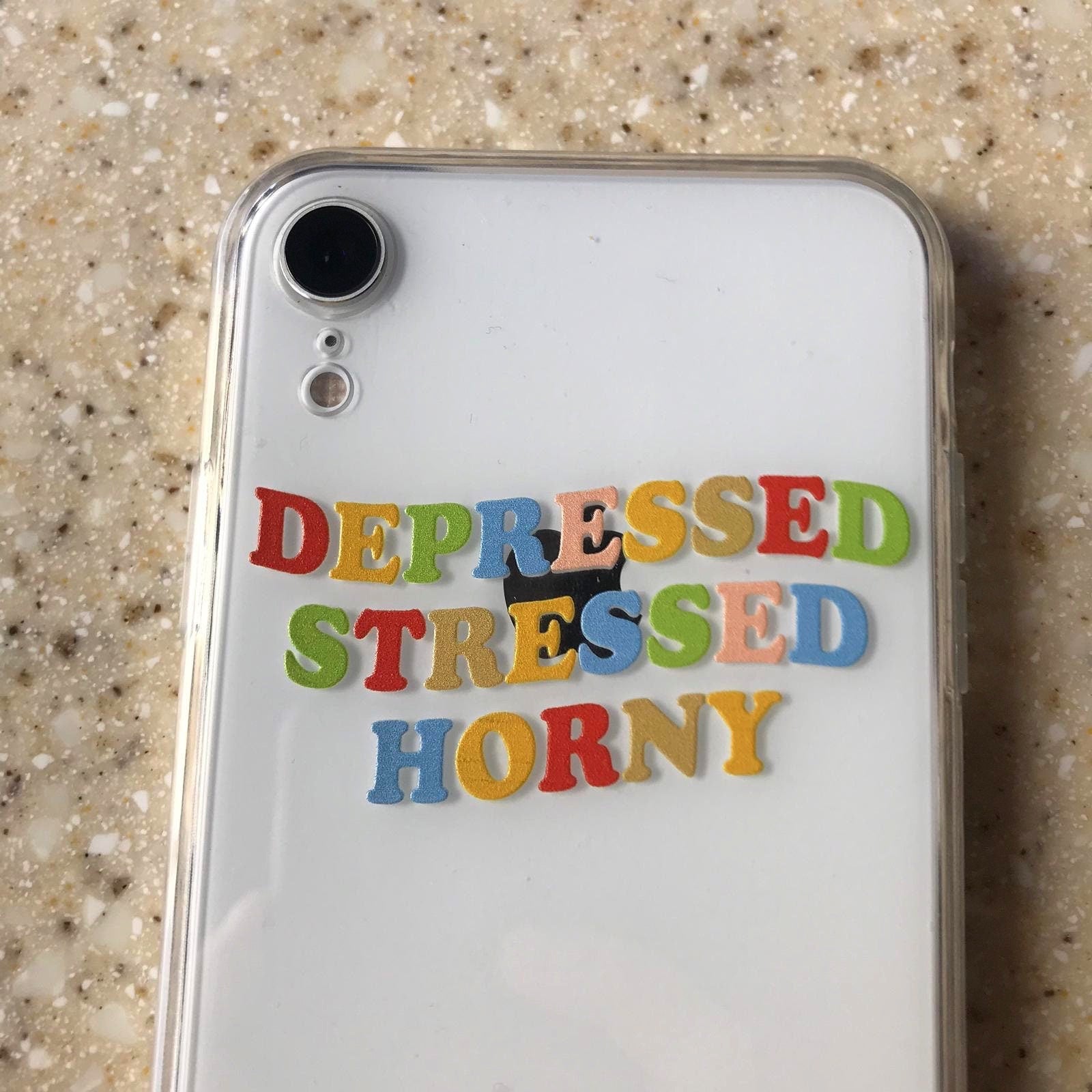 Depressed Stressed Horny iPhone Case