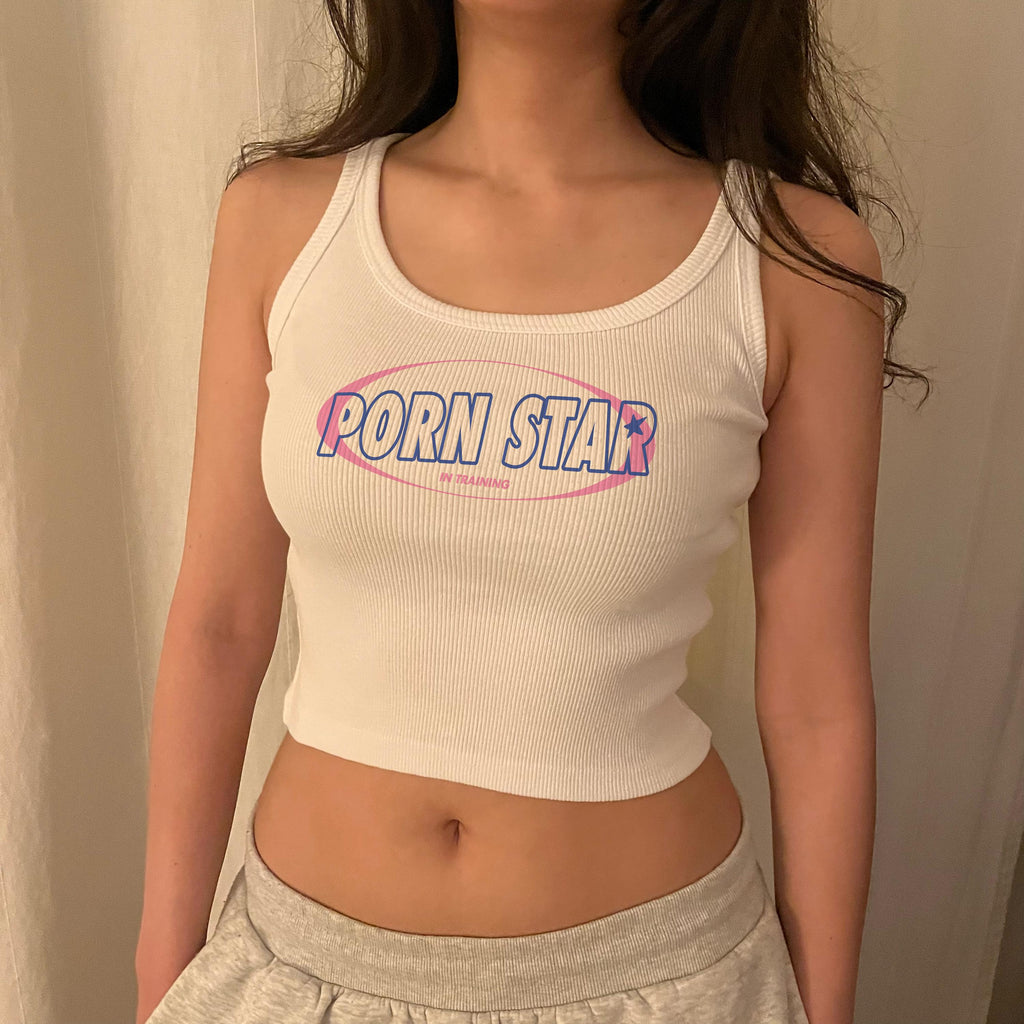 Camiseta de tirantes acanalada "Pornstar In Training"