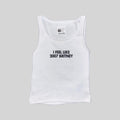White ribbed muscle tank top with “I FEEL LIKE 2007 BRITNEY” front print, size tag