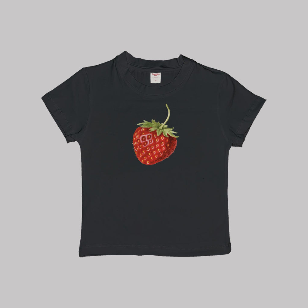 Camiseta corta de bebé con estampado de fresa
