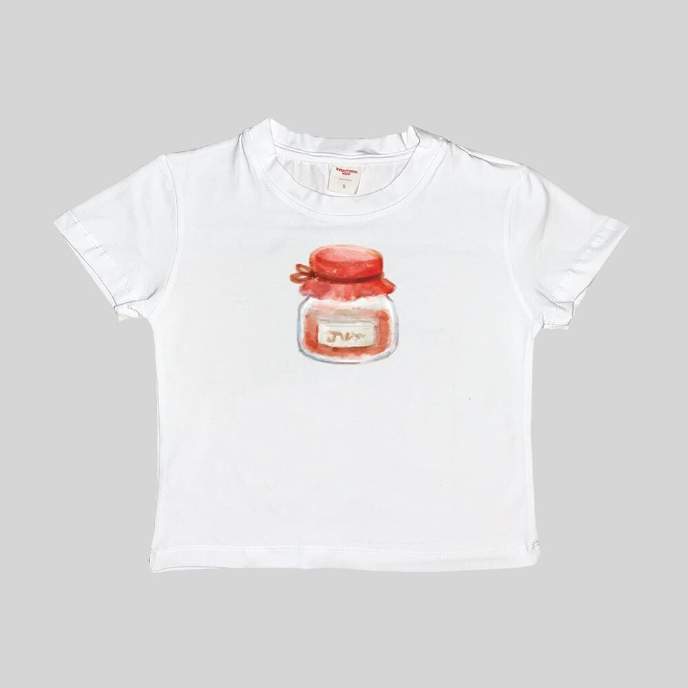Camiseta corta con estampado de tarro Jar Baby Tee Crop Top