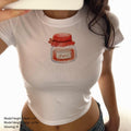 Camiseta corta con estampado de tarro Jar Baby Tee Crop Top