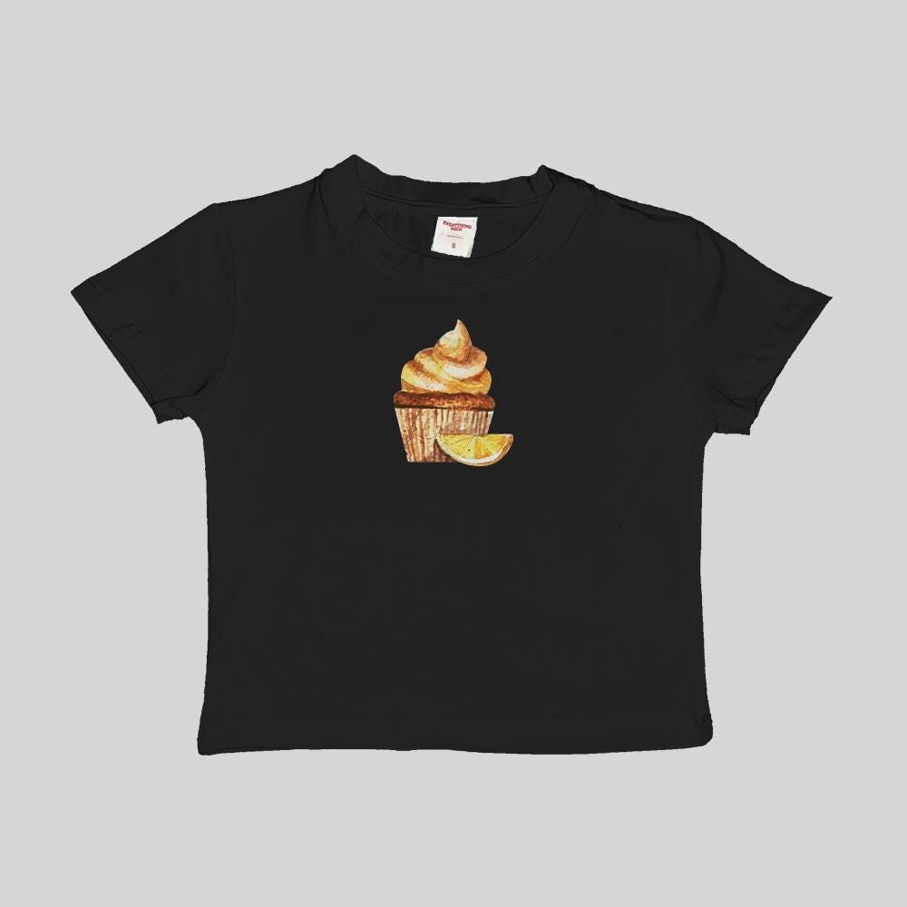 Camiseta corta de bebé con gráfico de acuarela de cupcake de limón