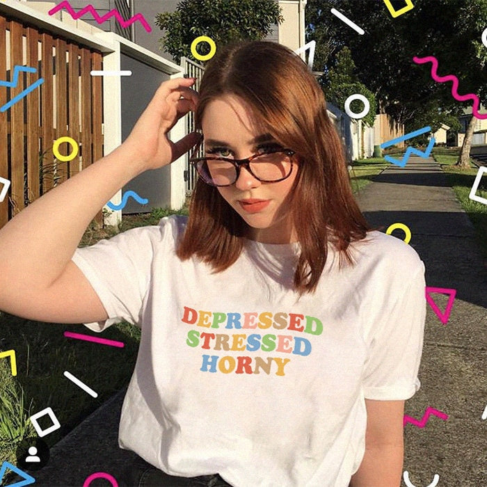 Maglietta "Depresso Stressato Arrapato"