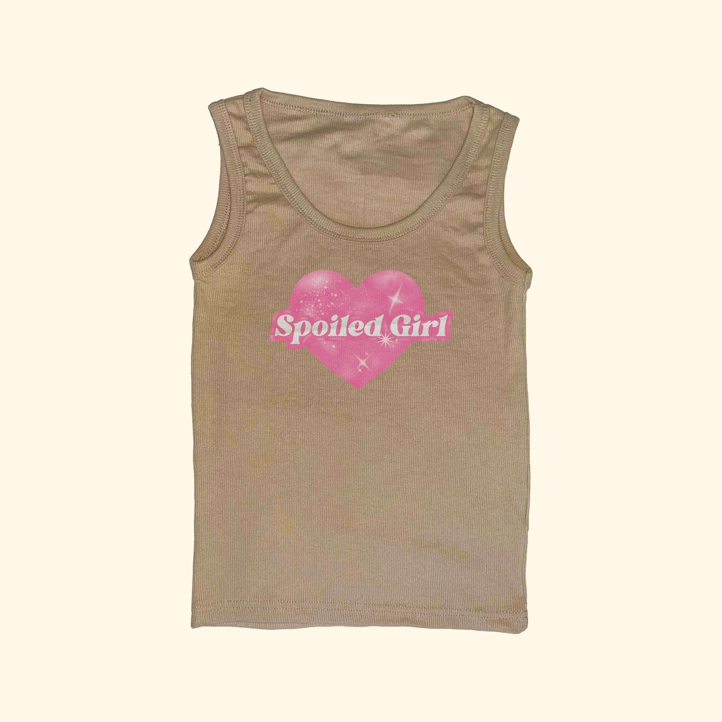 Ribbed tank top with heart graphic, beige