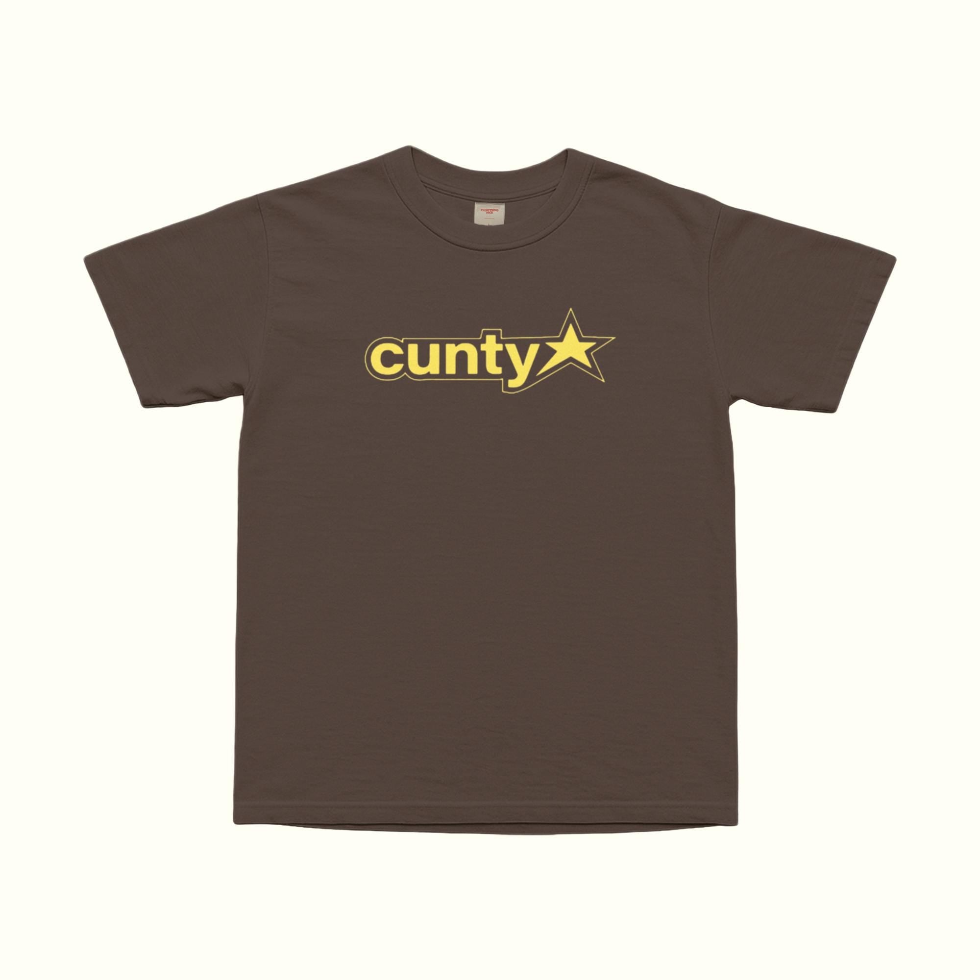 Dark chocolate Cuty Star T-shirt with front star logo, crew neck, short sleeves.