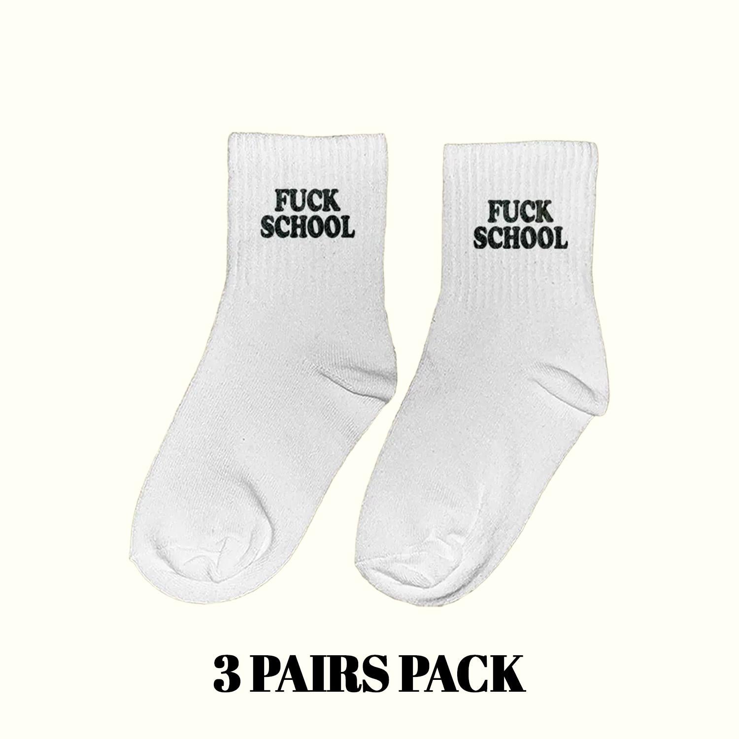 Calcetines "Fuck School" (Paquete de 3 pares)