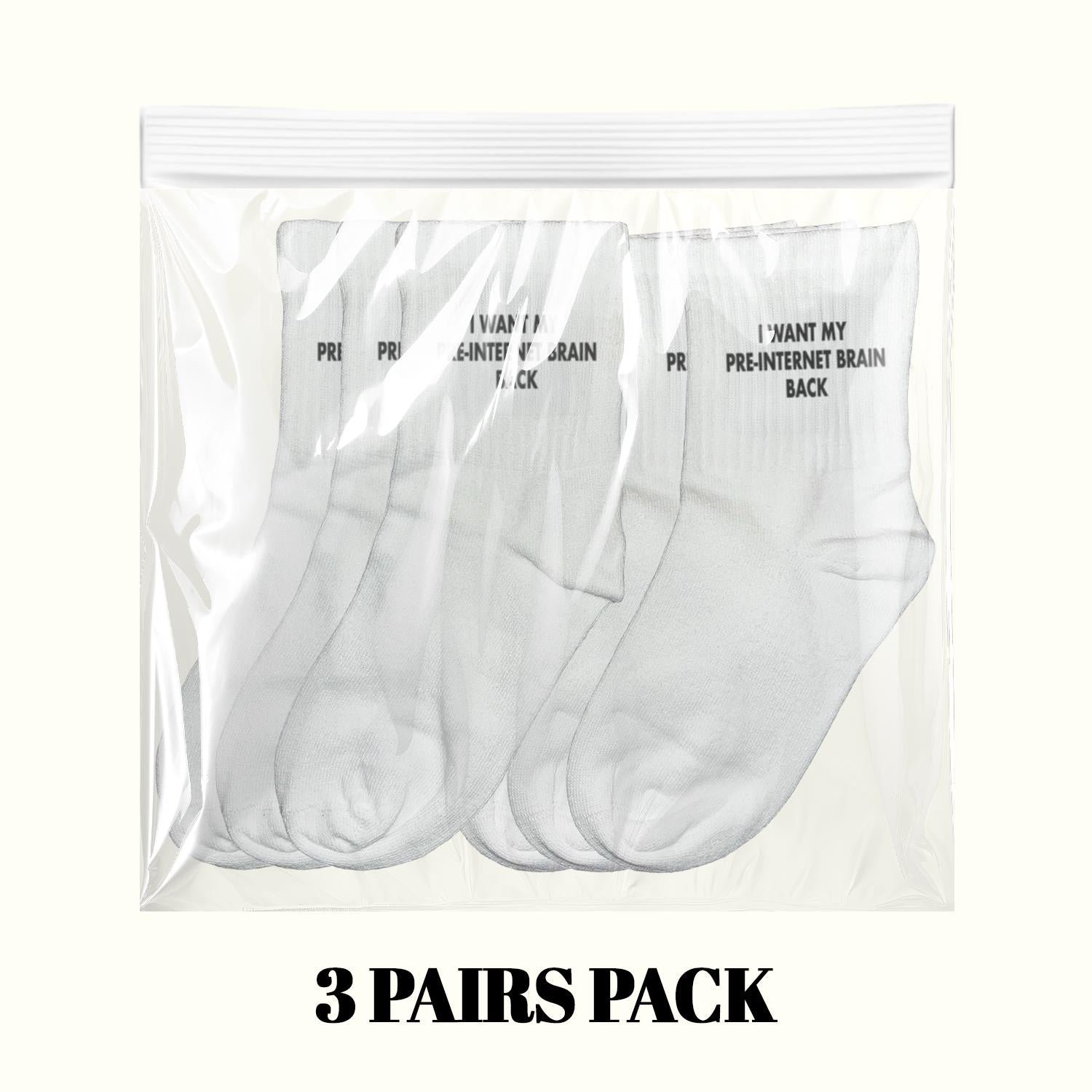 I Want My Pre Internet Brain Back Socks (3 Pairs Pack)