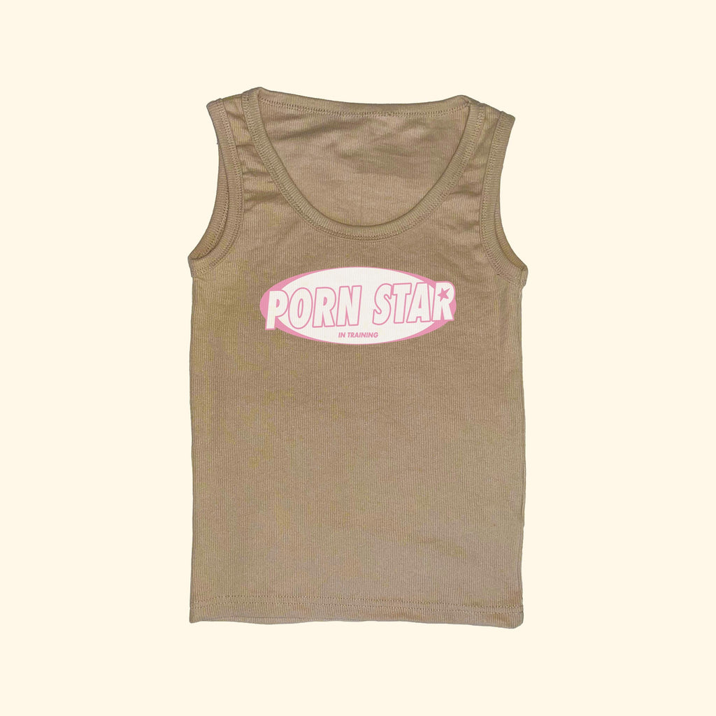 Camiseta de tirantes acanalada de "Pornstar en prácticas"
