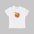 Camiseta crop bebé blanca con estampado watercolor de melocotón