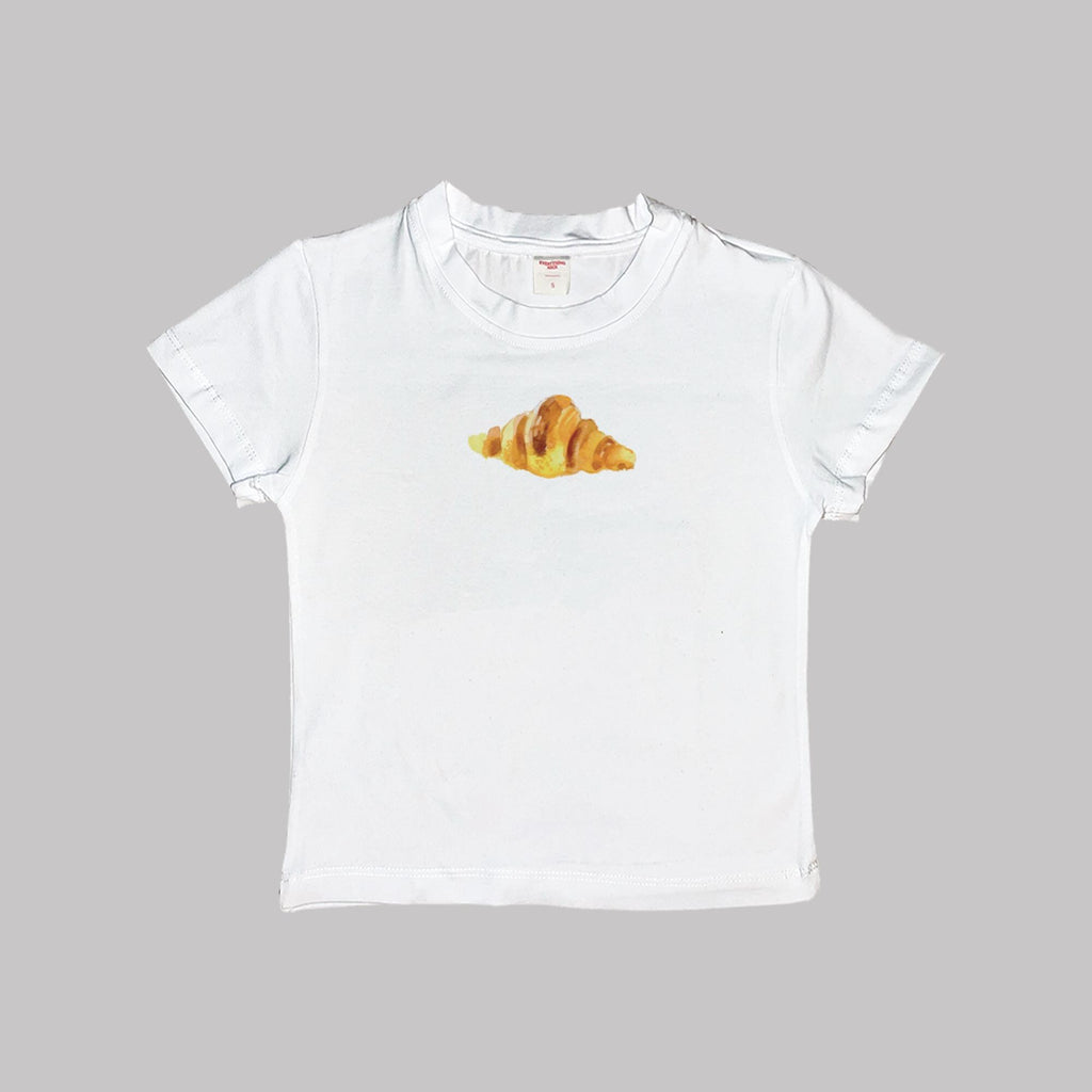 Weißes Baby-T-Shirt, kleine Croissant-Graphic auf der Brust