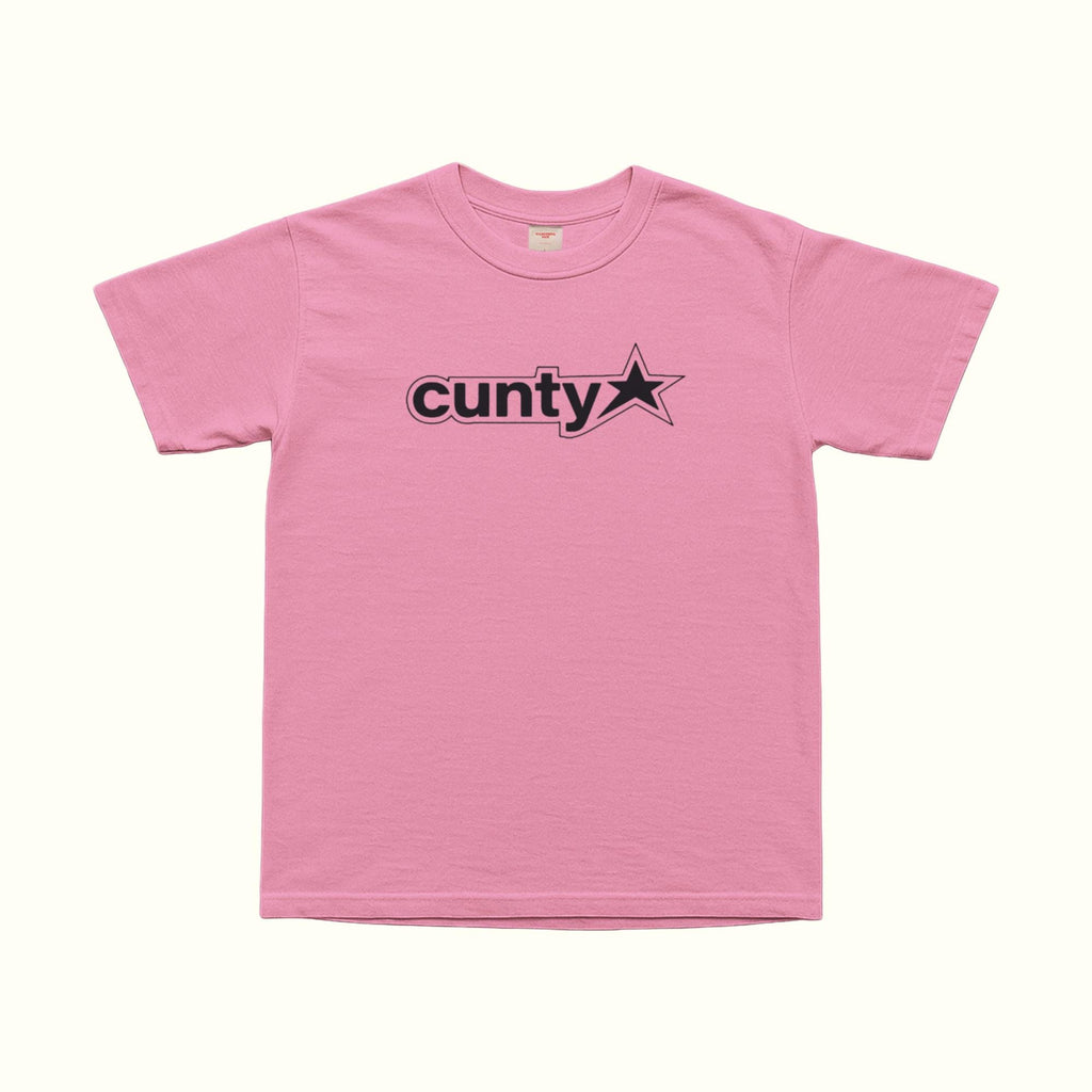 Pink Cuty Star T-shirt with front star logo print, crew neck, short sleeves.