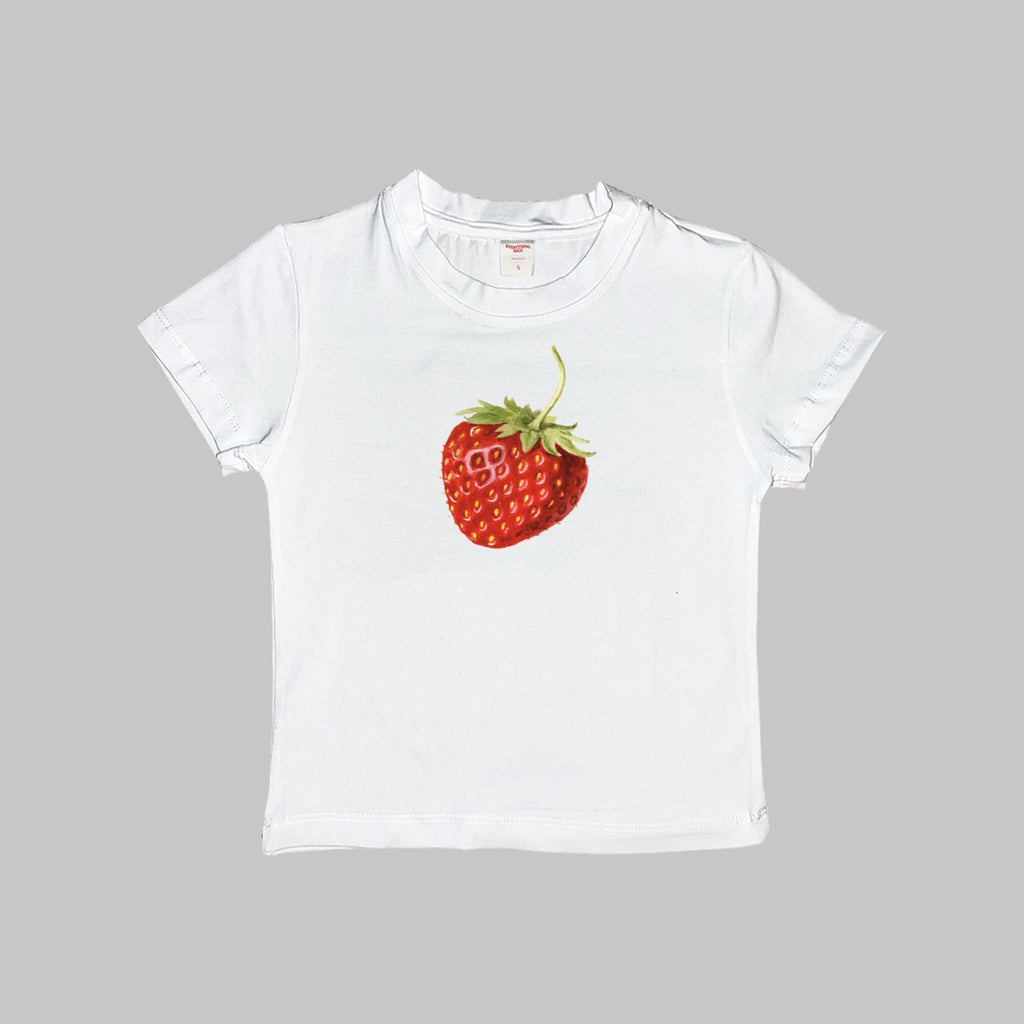 Camiseta corta de bebé con estampado de fresa
