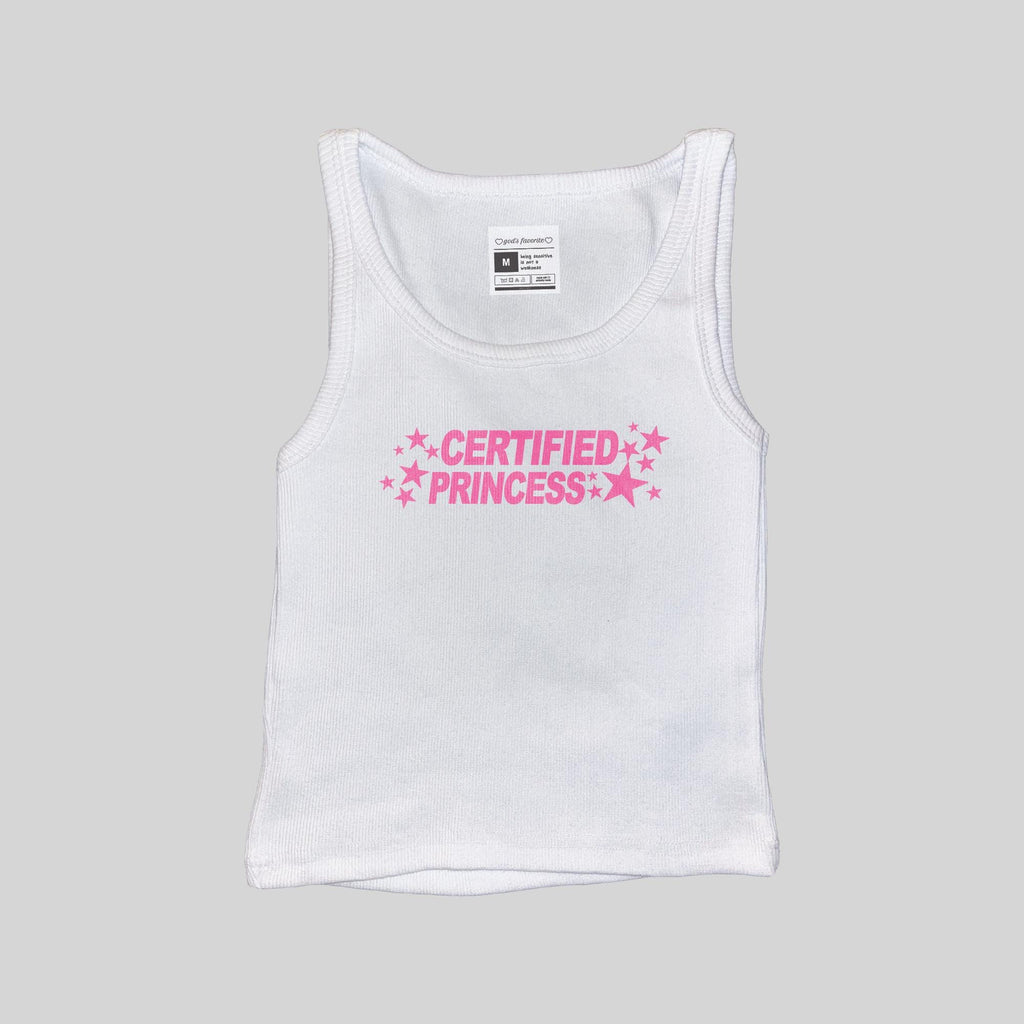 Camiseta de tirantes con nervaduras y estampado "Certified Princess"