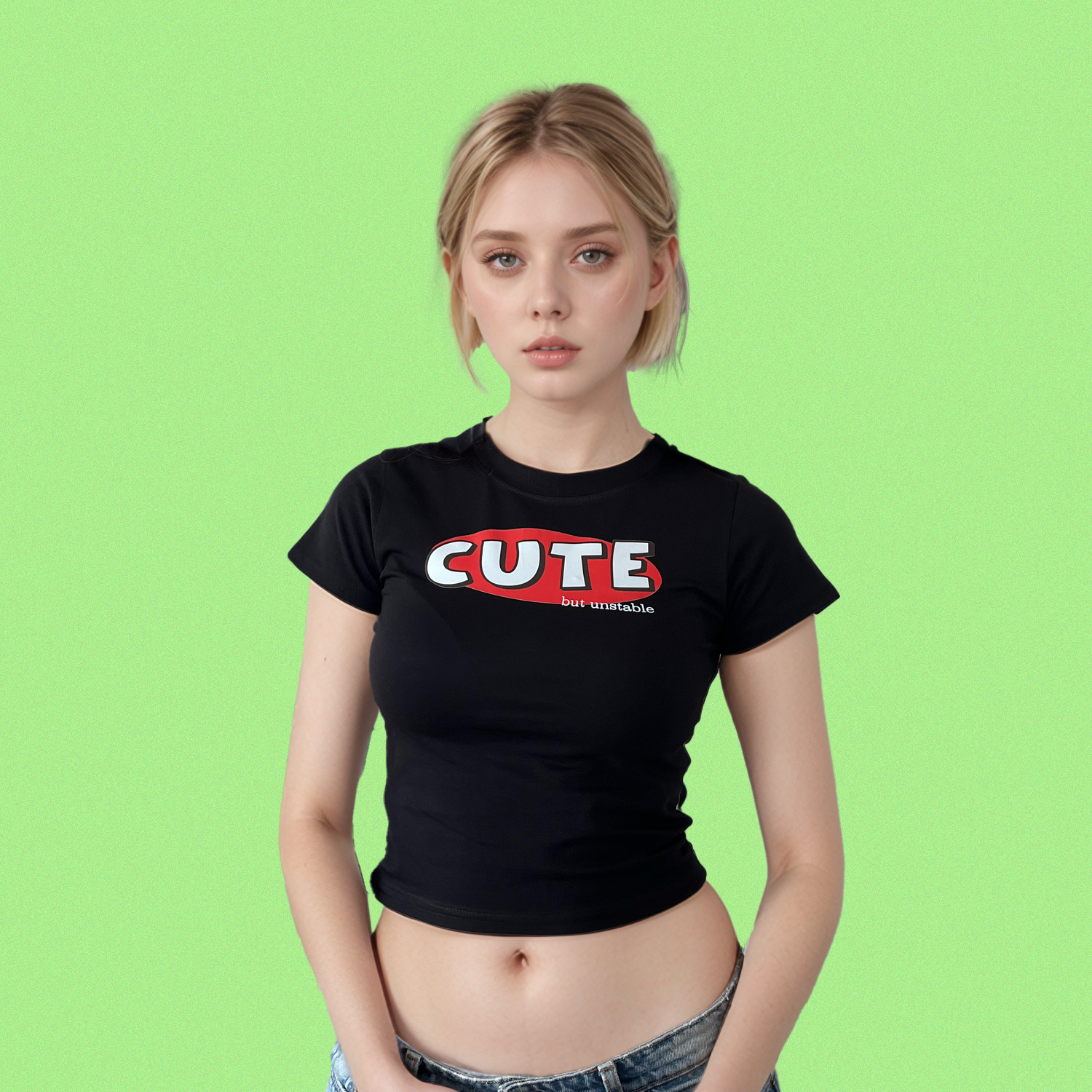 Cute But Unstable Baby Tee Dreamer Store 90s baby tee crop top cropped cute but psycho cute but unstable graphic shirt short sleeve t-shirt tank tee y2k