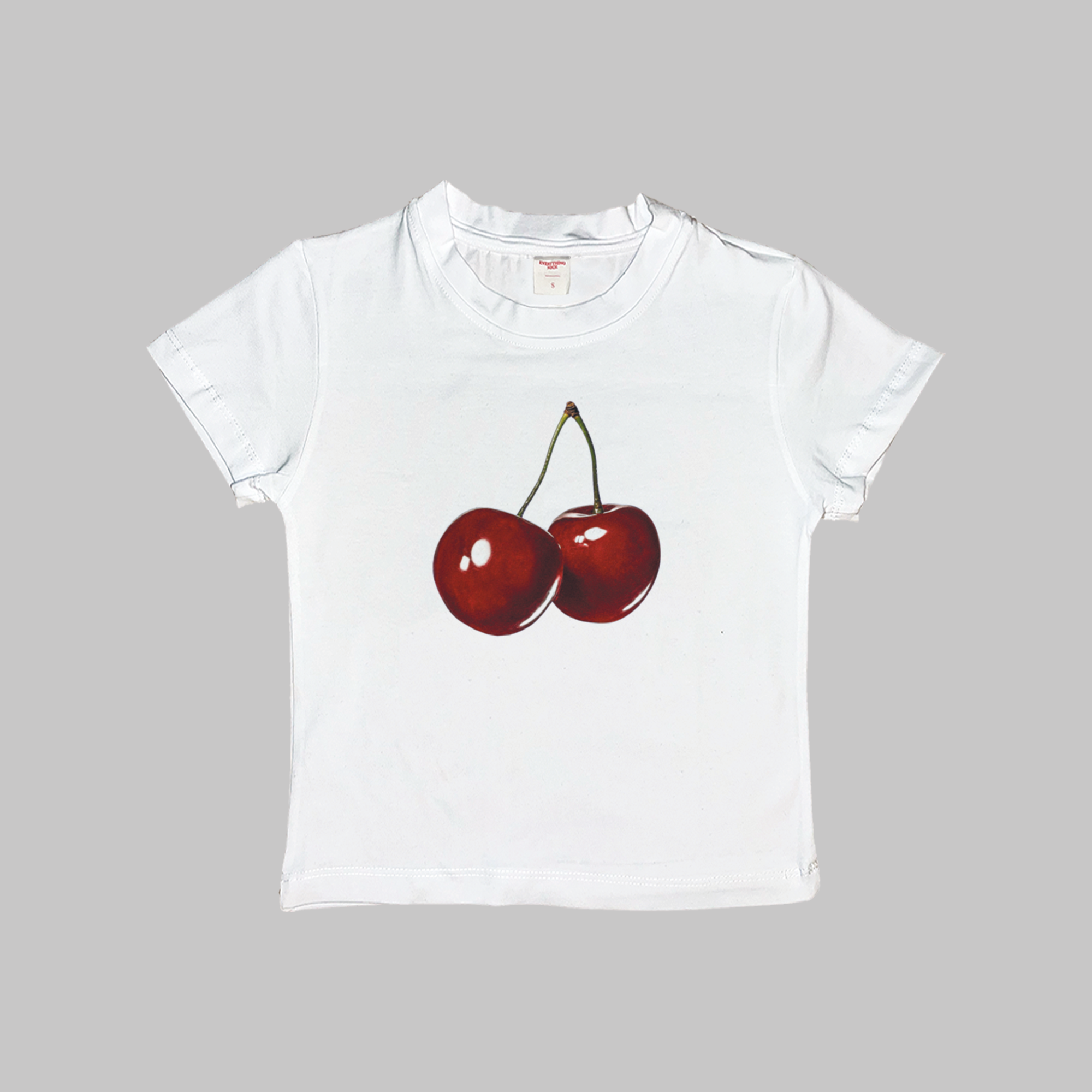 white baby tee with realistic red cherry graphic cute fruit print shirt coquette aesthetic top y2k baby tee soft girl outfit cherry lover clothing playful summer top feminine minimalist fashion sweet girl aesthetic casual everyday tee picnic outfit festival outfit concert outfit trendy cropped shirt cute graphic top birthday gift Christmas gift gift for her girlfriend gift flirty cherry aesthetic clothing
