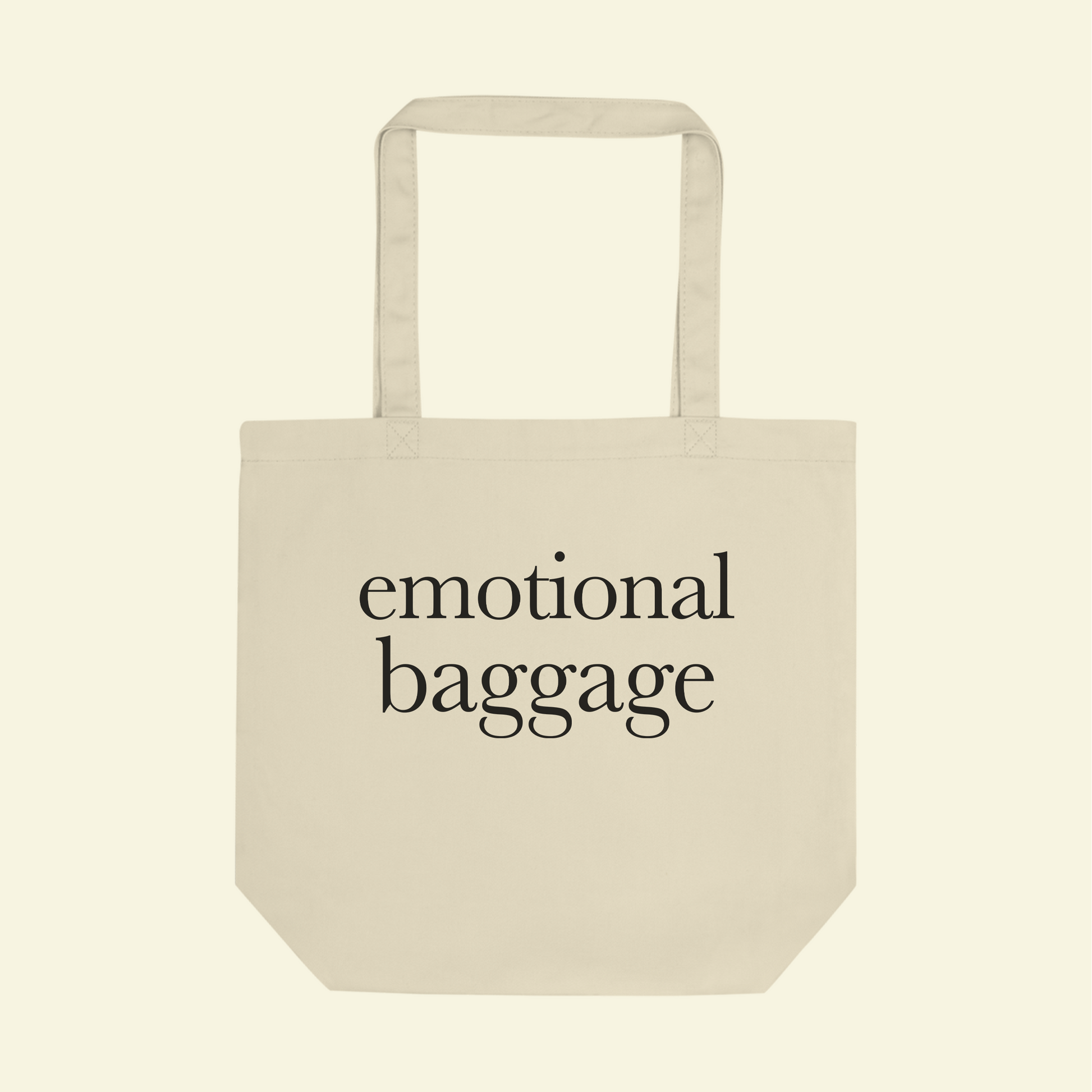 Emotional Baggage Tote Bag Beige(Square) Dreamer Store baggage beige big black dreamer store dreamerstore dreamerstorenet earth emotional damage funny instagram large tote bag