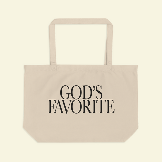 God's Favorite Tote Bag Beige Dreamer Store beige big black dreamer store dreamerstore dreamerstorenet earth funny god's favorite instagram large tote bag