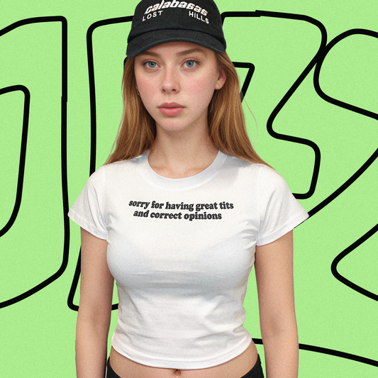 Great Tits & Opinions Baby Tee Dreamer Store baby tee correct opinions crop top cropped great tits and opinion shirt short sleeve sorry for having t-shirt tank tee y2k