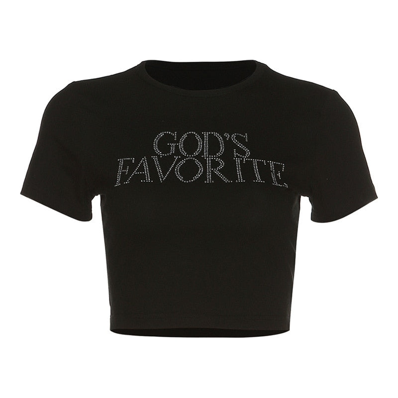 God's Favorite Top Black Dreamer Store baby tee crop top god's favorite Shirt t-shirt tank top Tee shirt top tshirt y2k