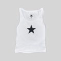 Star ribbed muscle tank top, white with black star print