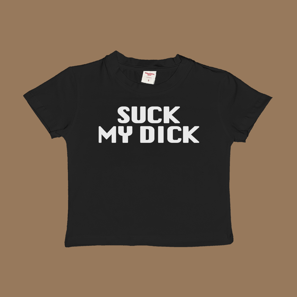 Suck My Dick Baby Tee Black Dreamer Store baby tee crop top cropped fuck off I don't give a fuck IDGAF shirt short sleeve suck my dick t-shirt tank tee y2k