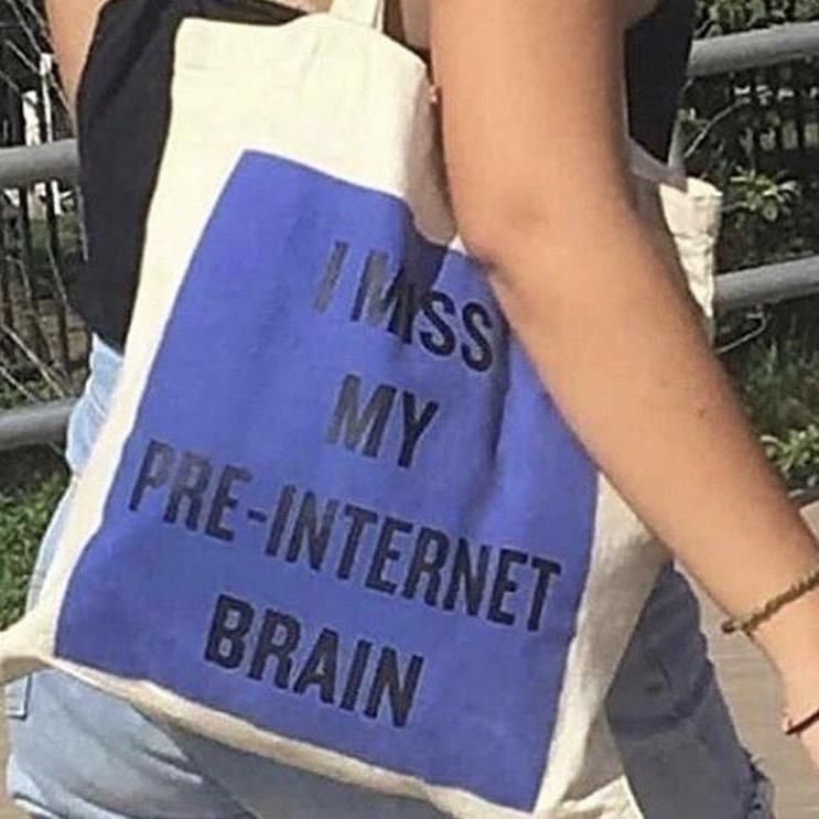 Bolsa de tela Echo de menos mi cerebro pre-internet