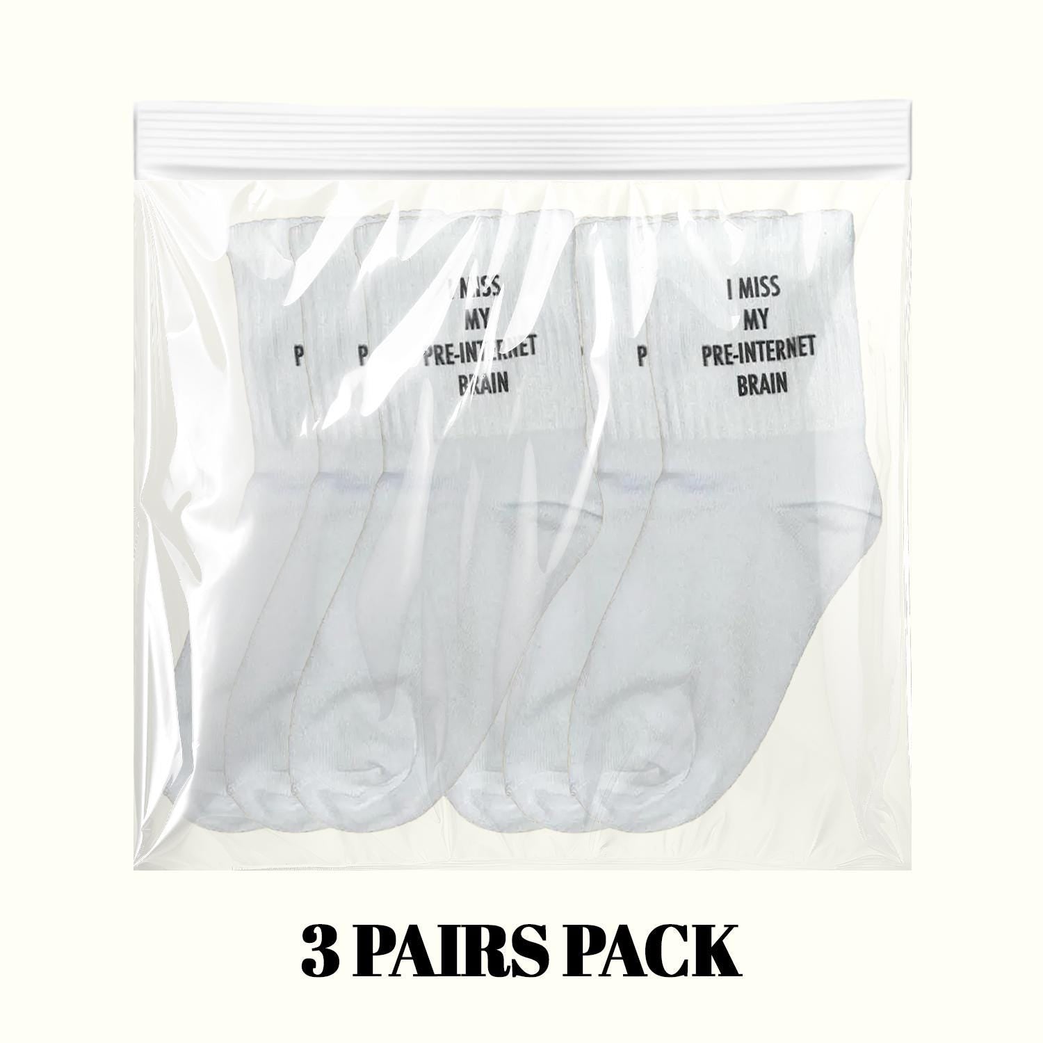 I Miss My Pre-Internet Brain Socks (3 Pairs Pack)