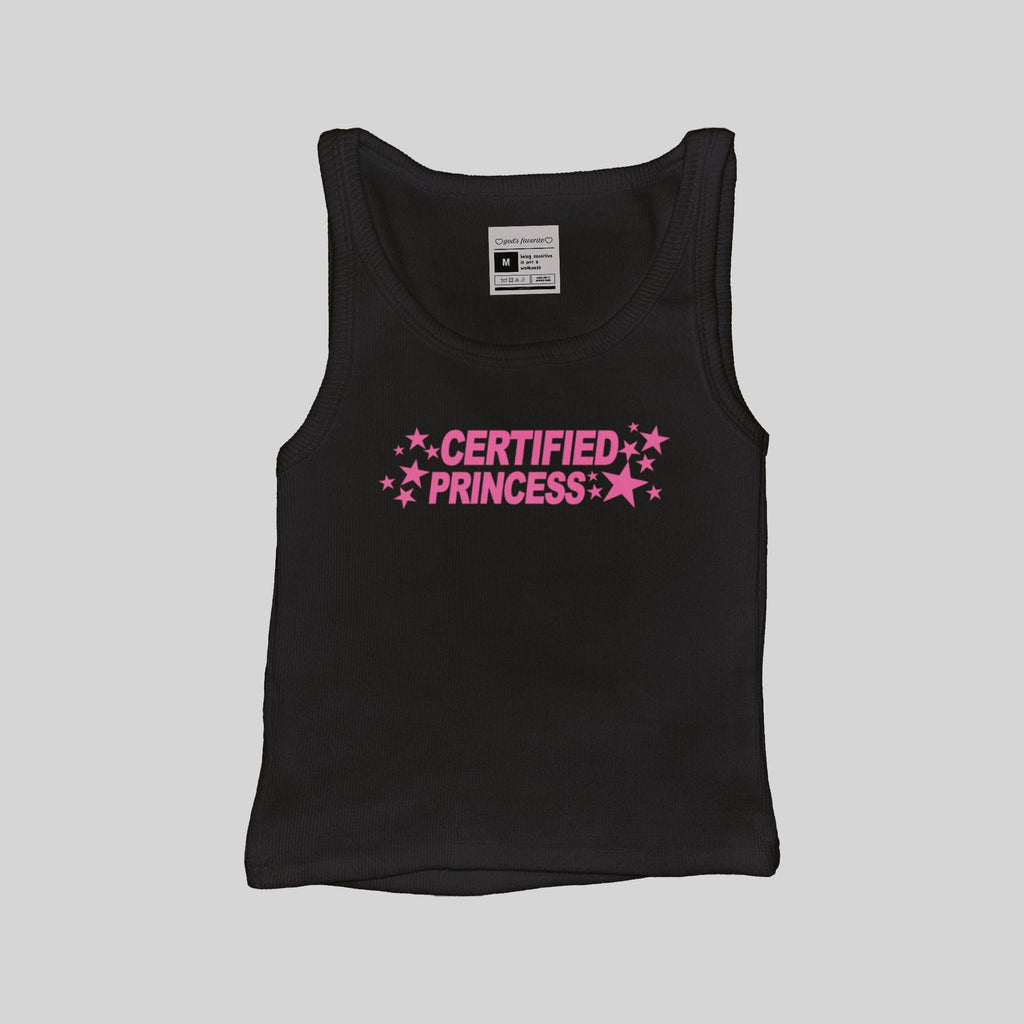 Camiseta de tirantes con nervaduras y estampado "Certified Princess"
