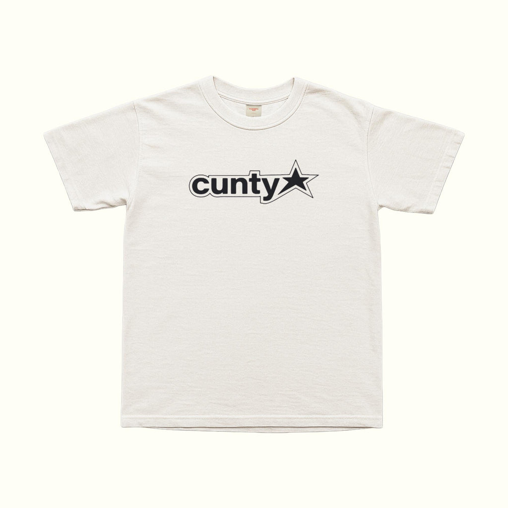 White Cuty Star T-shirt, centered front logo with star outline, crew neck, short sleeves.