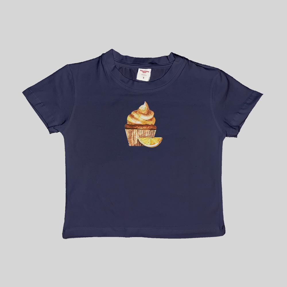 Camiseta corta de bebé con gráfico de acuarela de cupcake de limón