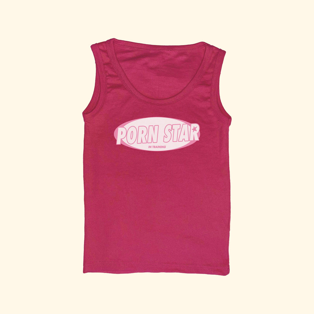 Camiseta de tirantes acanalada de "Pornstar en prácticas"