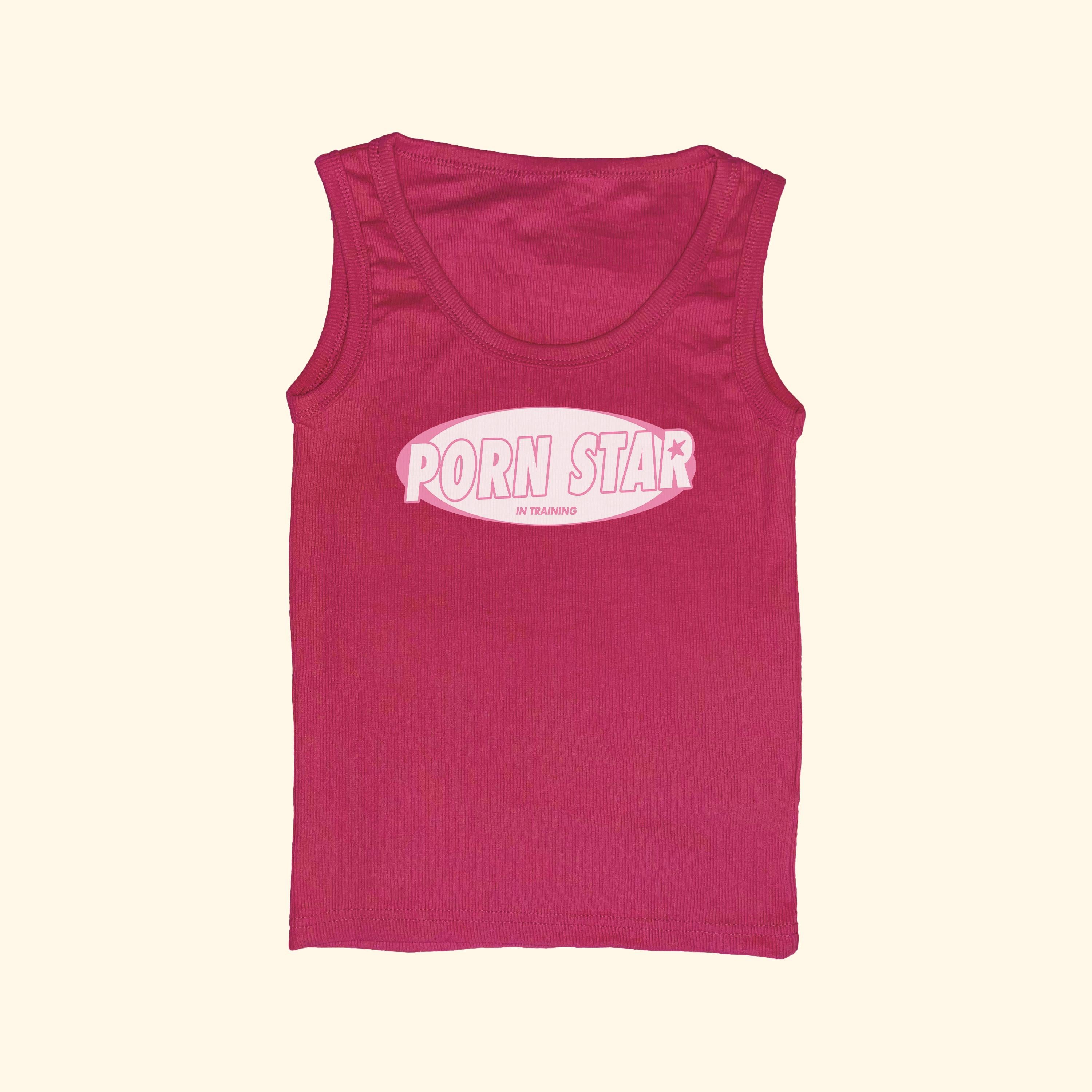 Camiseta de tirantes acanalada de "Pornstar en prácticas"