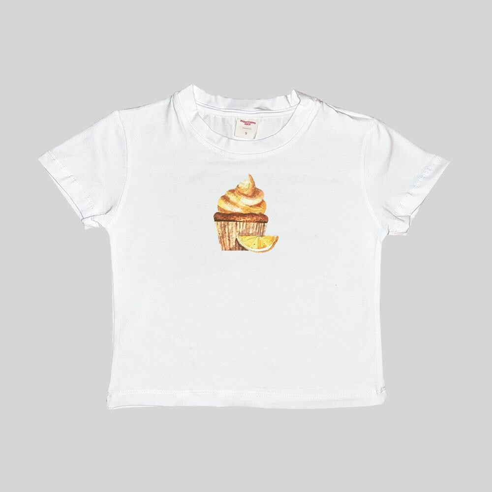 Camiseta corta de bebé con gráfico de acuarela de cupcake de limón