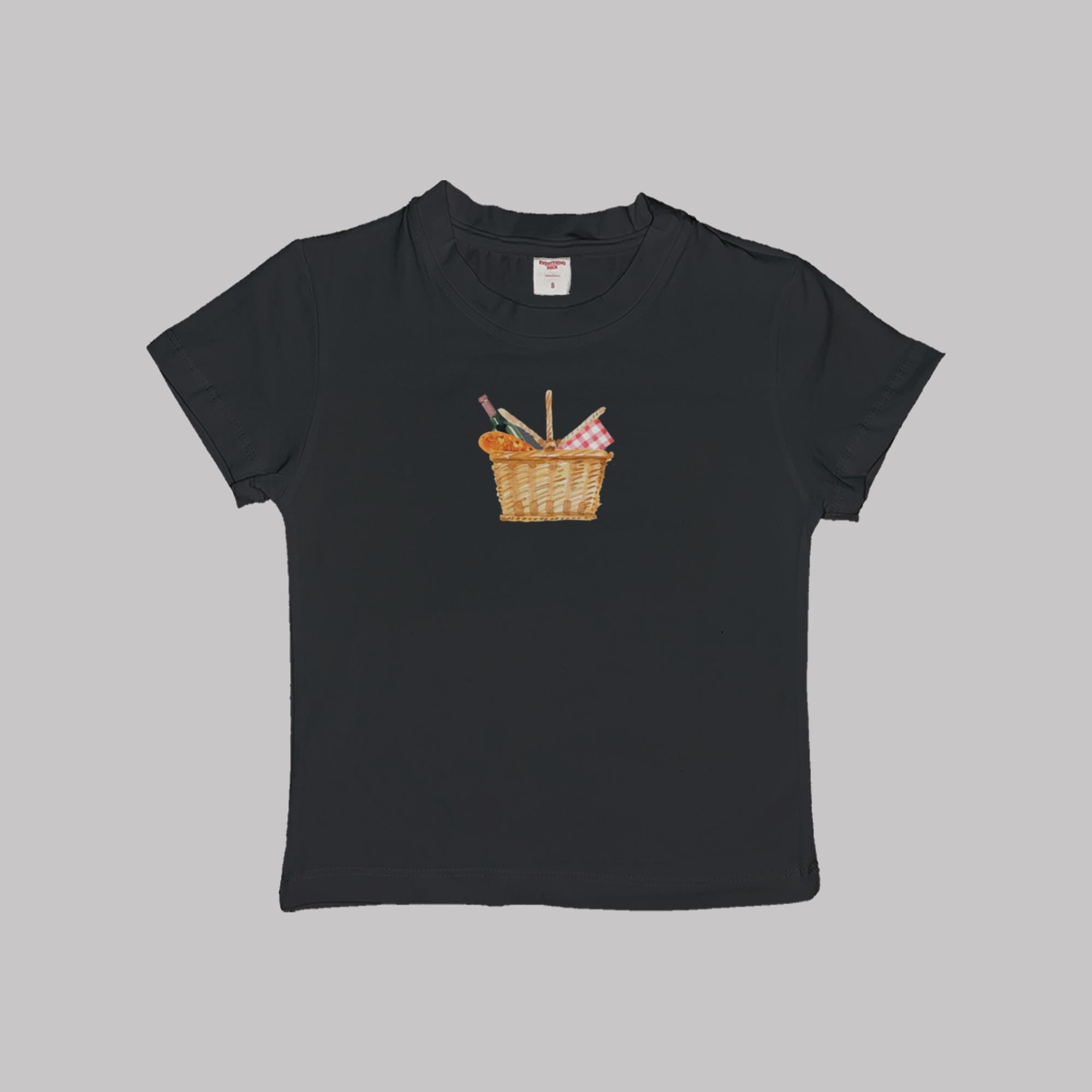 Wine Picnic Basquette Basket Baby Tee Crop Top Shirt Graphic