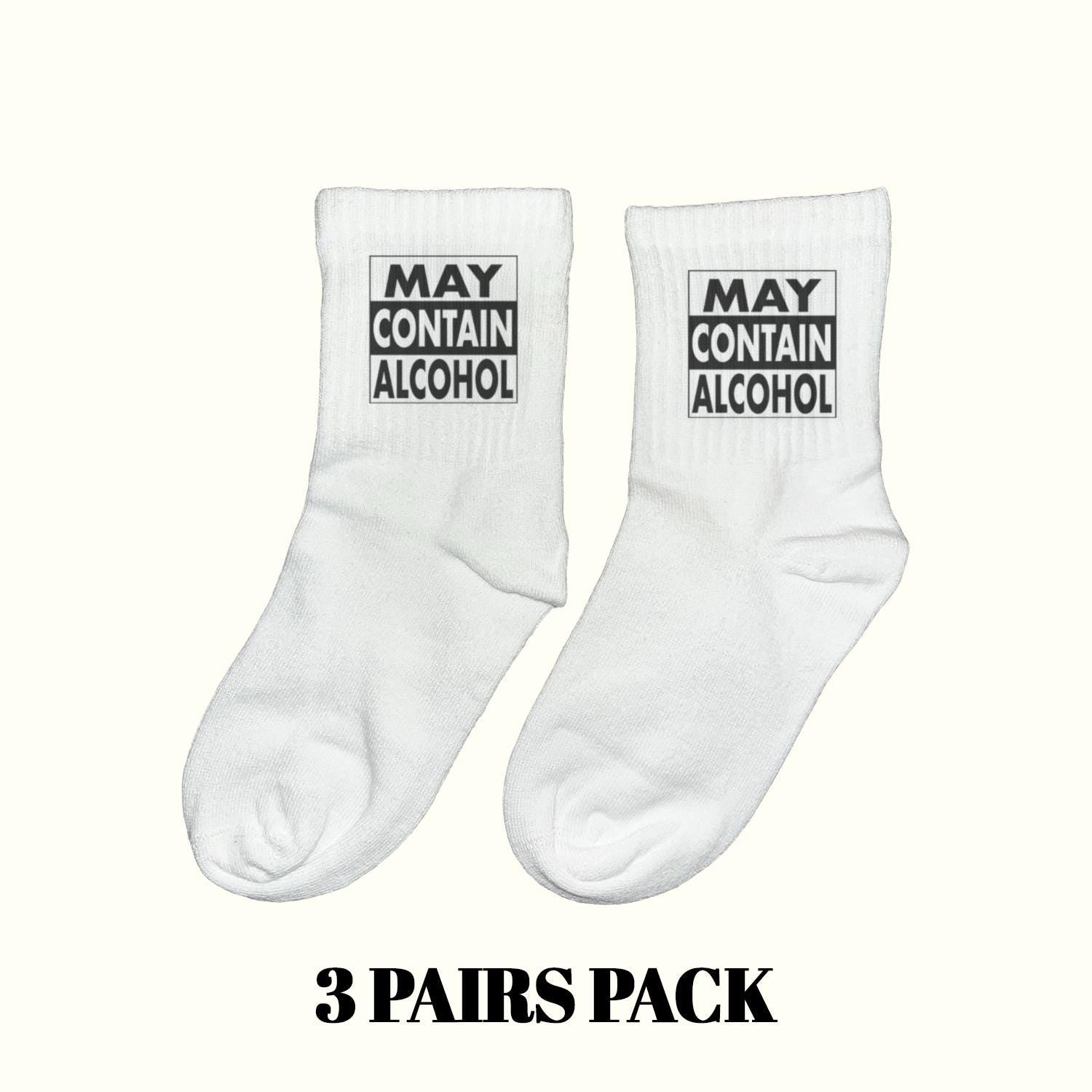 Calcetines "Puede Contener Alcohol" (Paquete de 3 Pares)