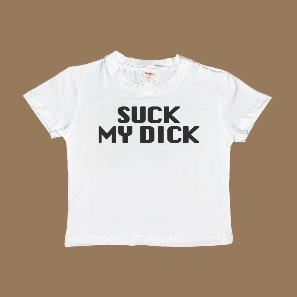 Baby-T-Shirt (weiß) mit Aufdruck „SUCK MY DICK“
