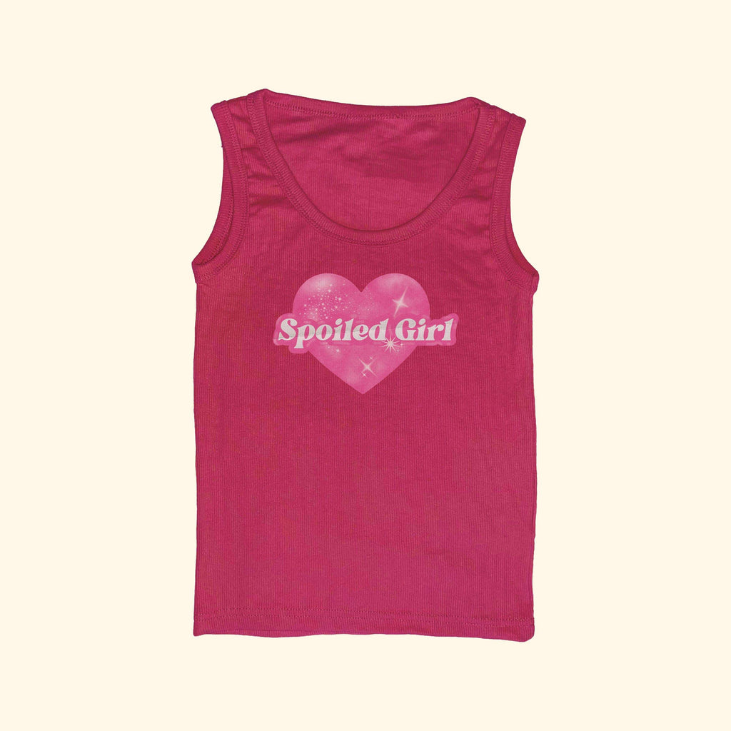 Ribbed tank top with heart graphic, pink/magenta