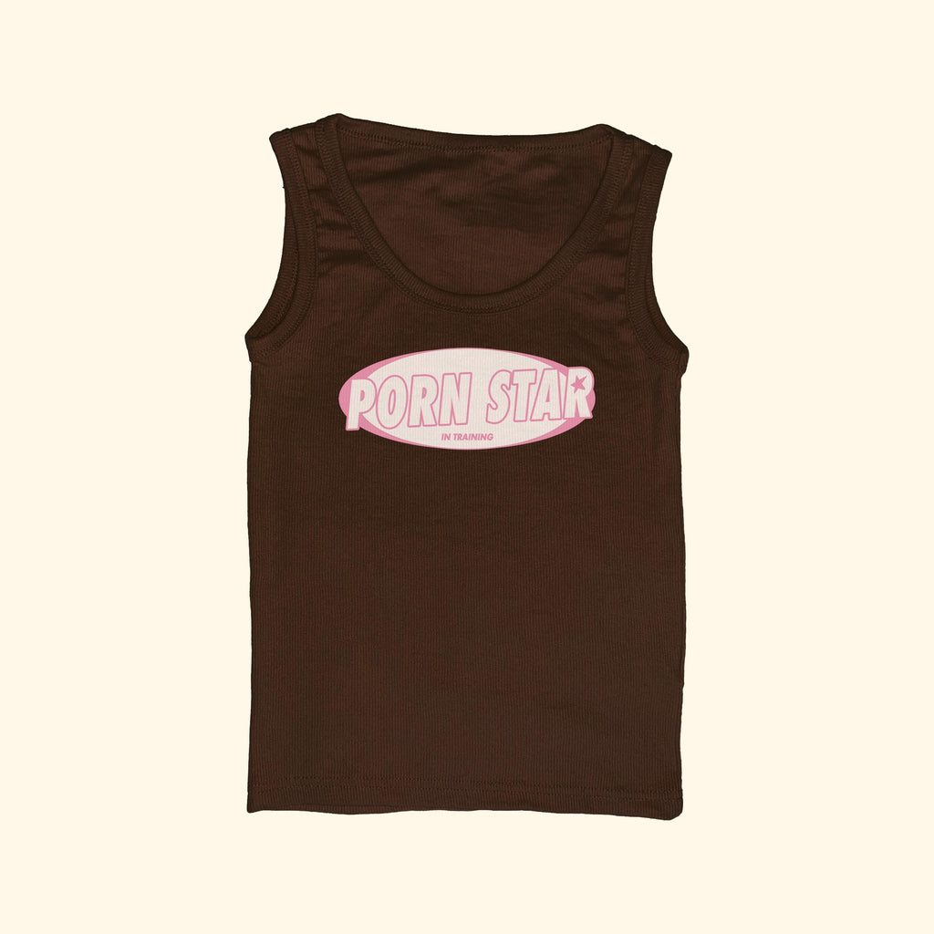 Camiseta de tirantes acanalada de "Pornstar en prácticas"
