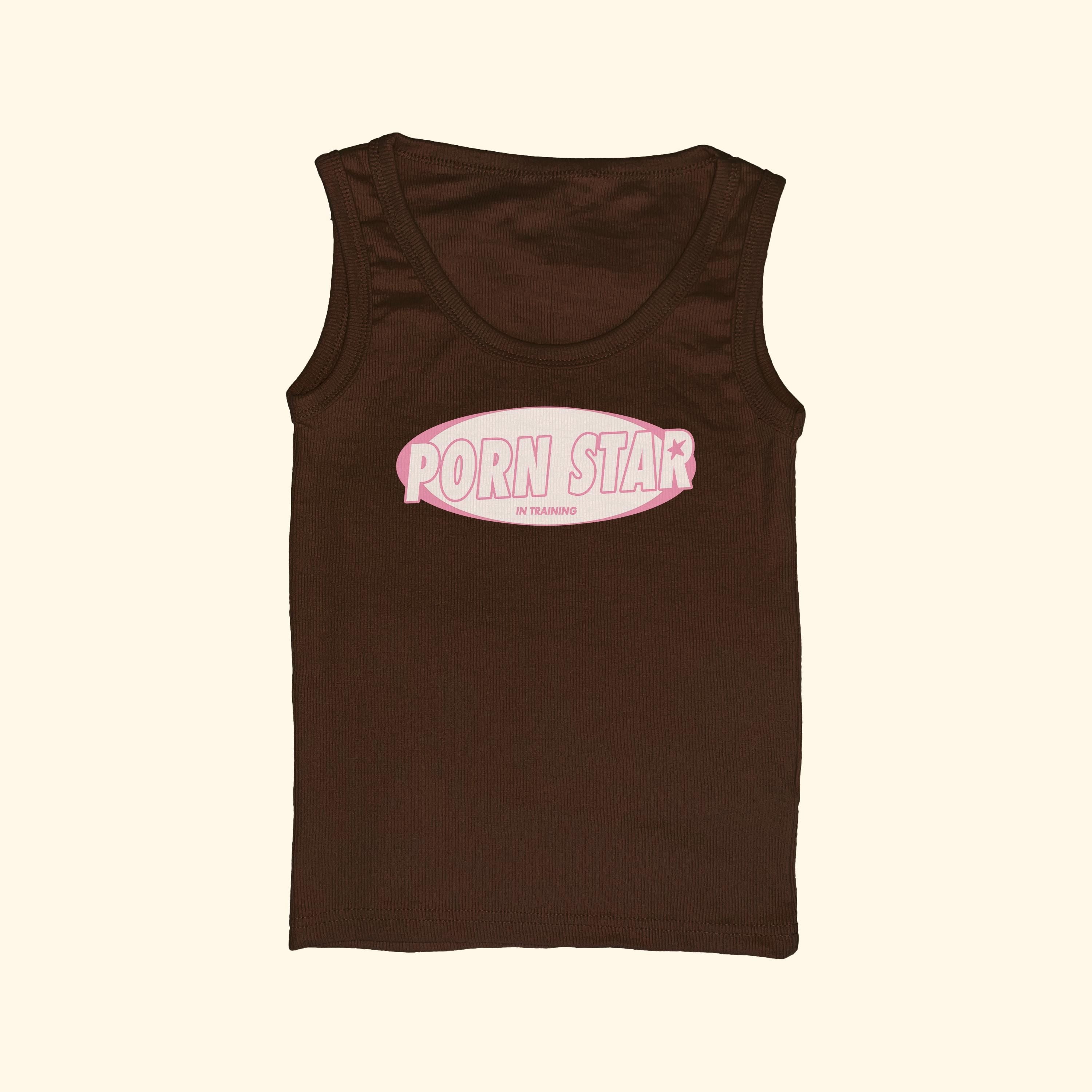 Camiseta de tirantes acanalada de "Pornstar en prácticas"