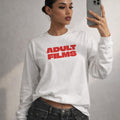 Adult Films long-sleeve T-shirt, white, red graphic logo on chest